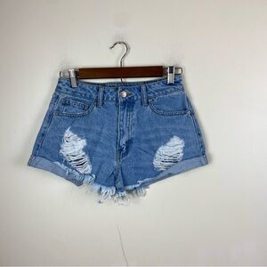 Forever 21 Light Wash‎ Distressed Cutoff Denim Jean Shorts Size 27